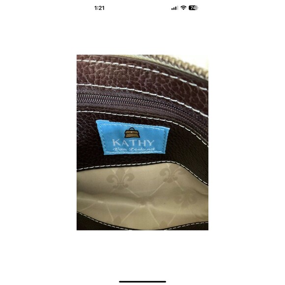 Kathy Van Zeeland Womans Brown Floral Print Crossbody Clutch Purse/Wallet EUC - Picture 7 of 9